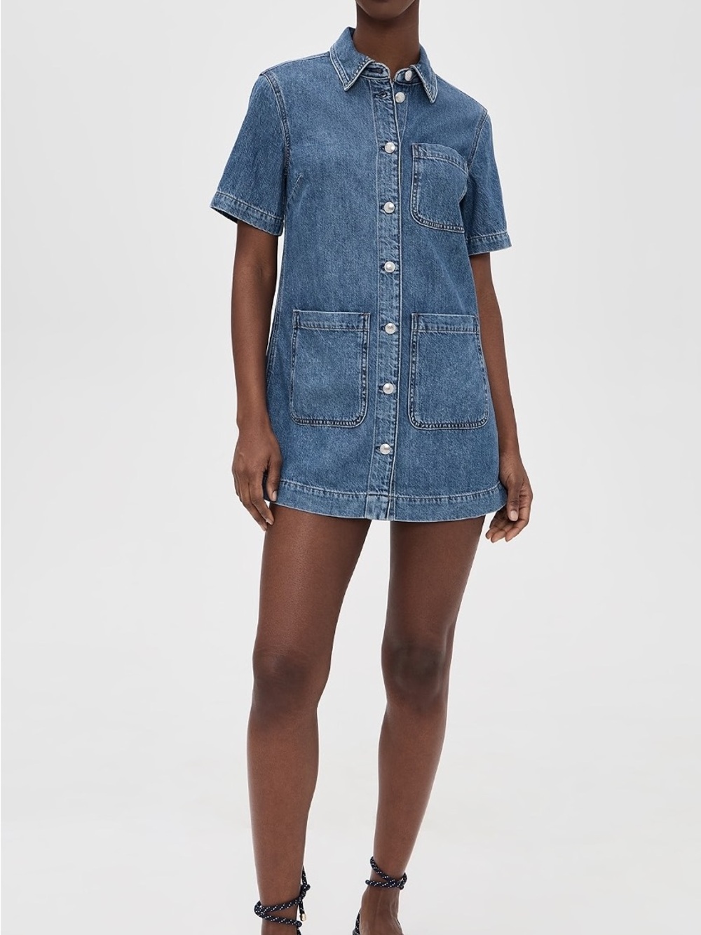 Madewell Airy Denim Boxy Mini Shirtdress in Pickett Wash -Medium